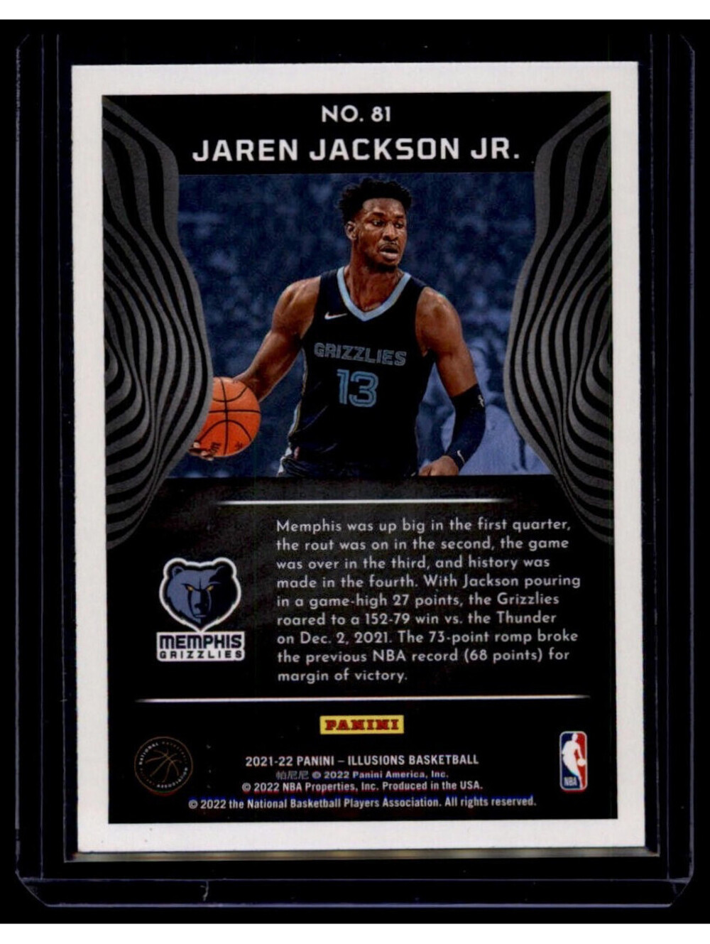 2021-22 Panini Illusions Jaren Jackson Jr. #81 Memphis Grizzlies - Picture 2 of 2